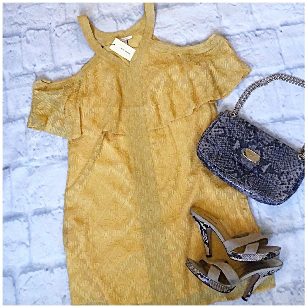 LAST ONE❗️SKIES ARE BLUE Anthro Mustard Short Dress - Picture 6 of 6